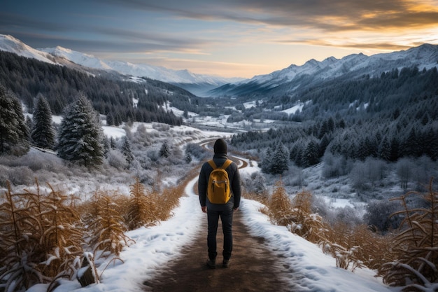 traveler searching a way with a map outside