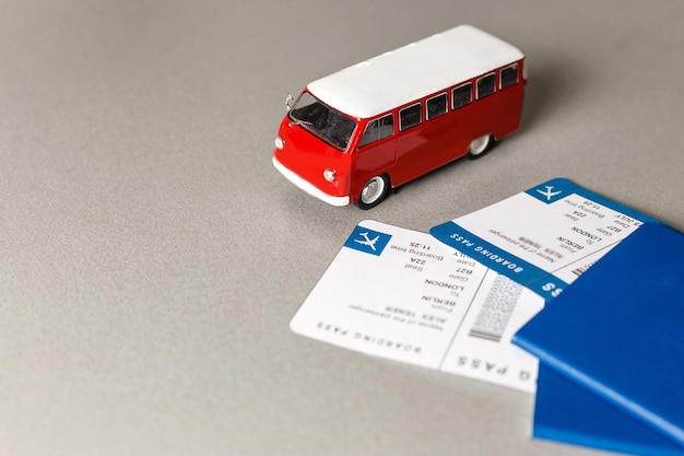 Traveling abroad by bus. passports and bus