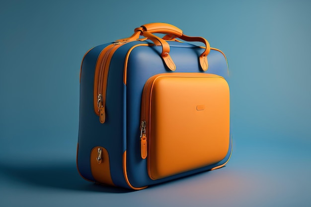 Traveling bag against a blue backdrop