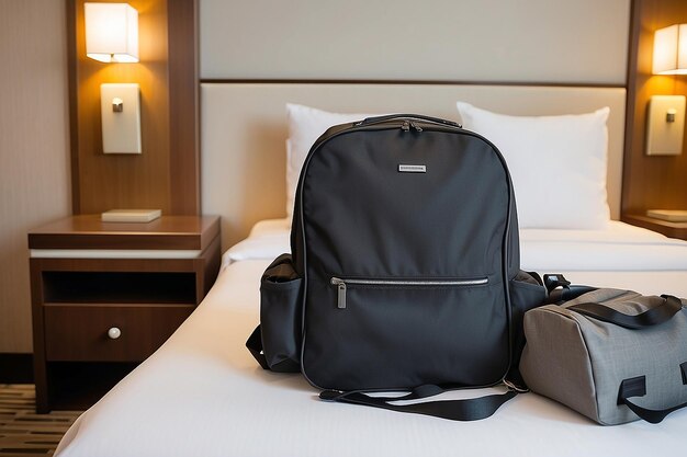 Photo traveling bag in the hotel room