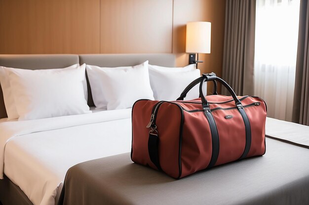 traveling bag in the hotel room