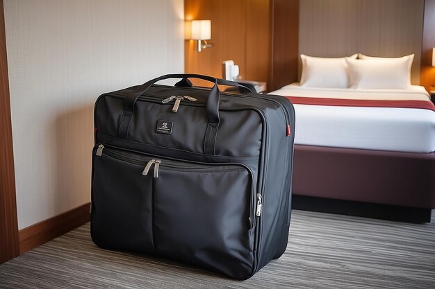 Photo traveling bag in the hotel room