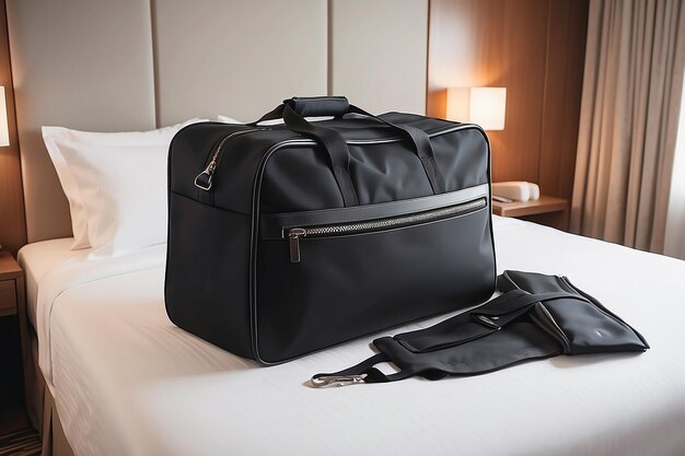 Photo traveling bag in the hotel room