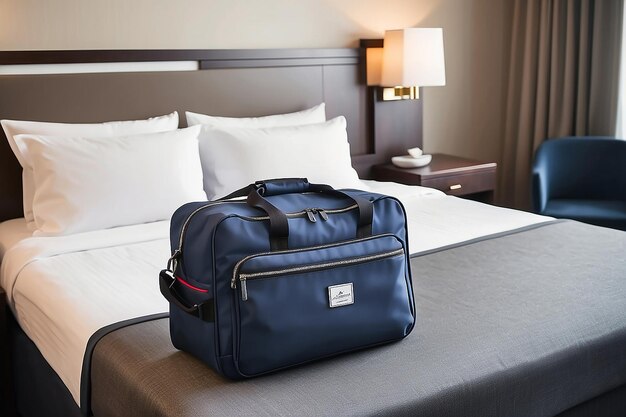 Photo traveling bag in the hotel room