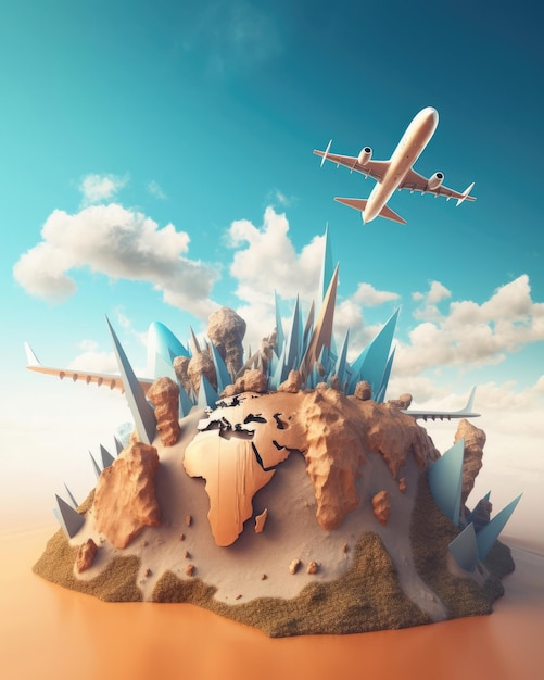 Traveling concept 3d illustration 3d render