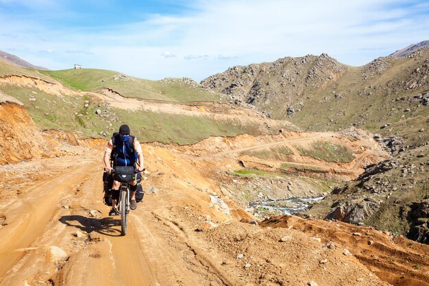 Traveling cyclist in Pontic Alps