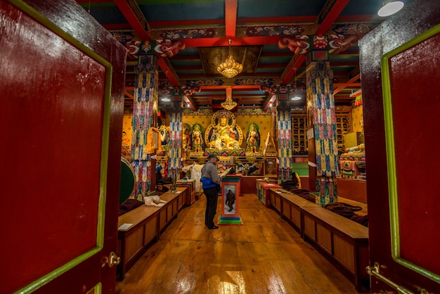 Traveller at Khumjung village visit the Yeti Skull at Khumjung Monastery in Namche Bazaar,