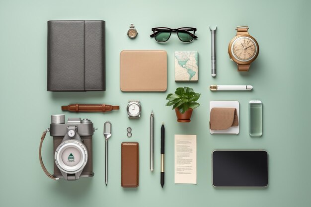 Travelling essentials minimalistic