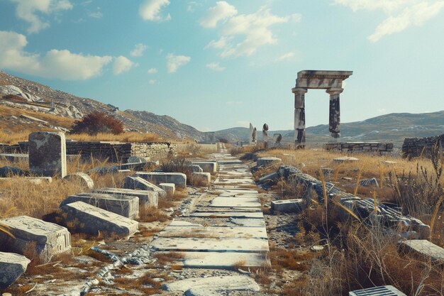 Traverse the ancient pathways of Delos Greece and generative ai