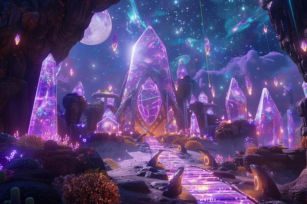 Traverse the cosmic realms within the Crystal Vill generative ai