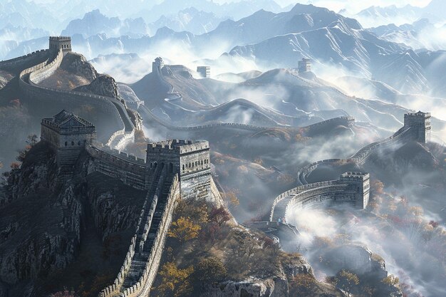 Foto attraversare la leggendaria grande muraglia cinese come è generativa ai