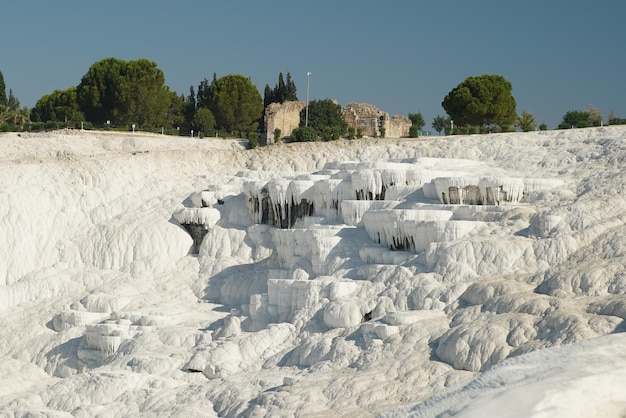 Travertine Terraces at Pamukkale in Denizli Turkiye