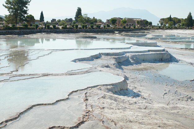 Travertine Terraces at Pamukkale in Denizli Turkiye