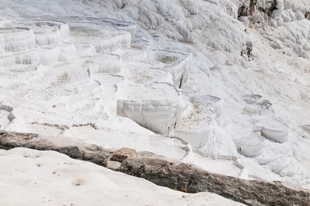 Travertine terraces of Pamukkale in Turkey