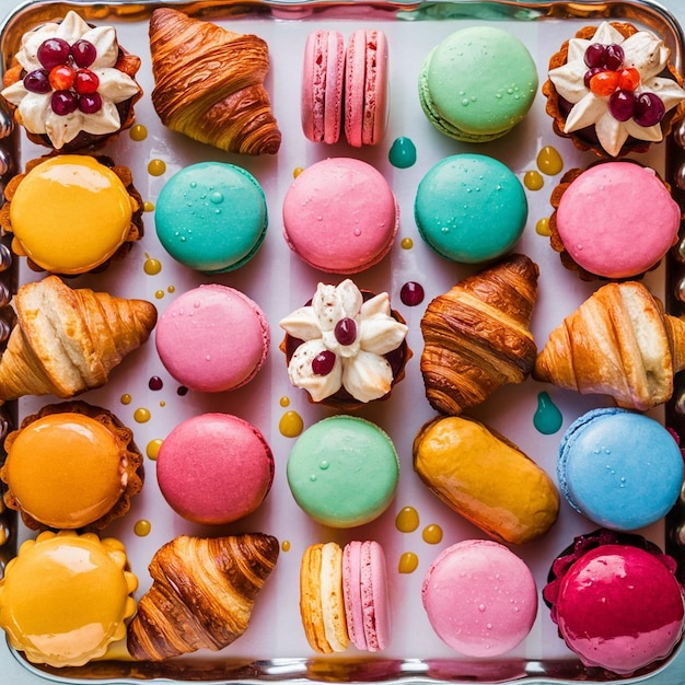 Tray of assorted French pastries