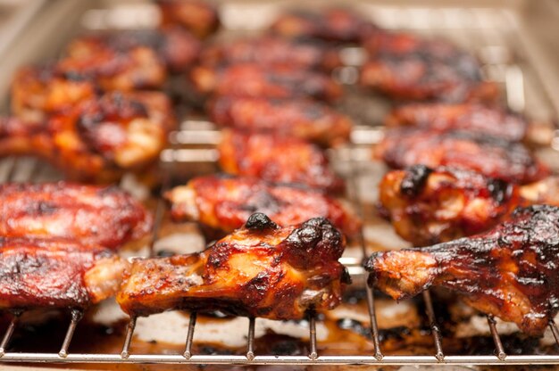 Photo tray of bbq chicken wings