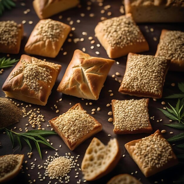 Photo a tray of breads with a star shaped letter t on it