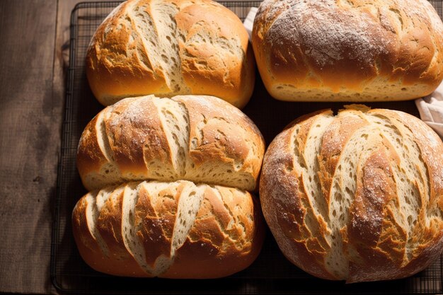 A tray of breads with the word bread on it