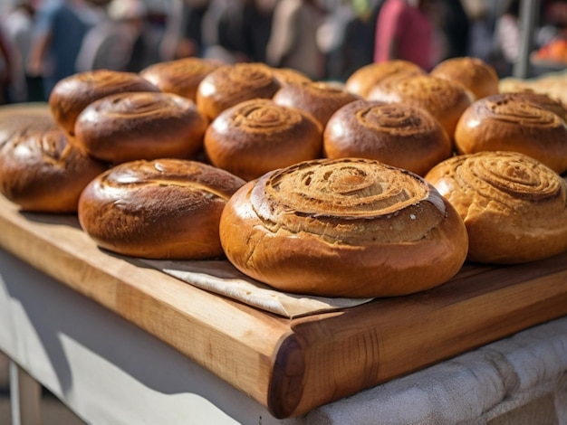 a tray of breads with the words quot buns quot on top