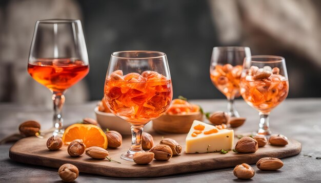 a tray of cheese nuts and nuts are on a table