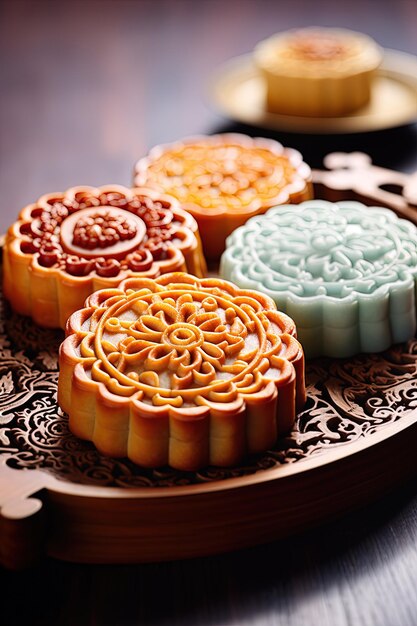 Photo a tray of colorful desserts including one that says  gluten