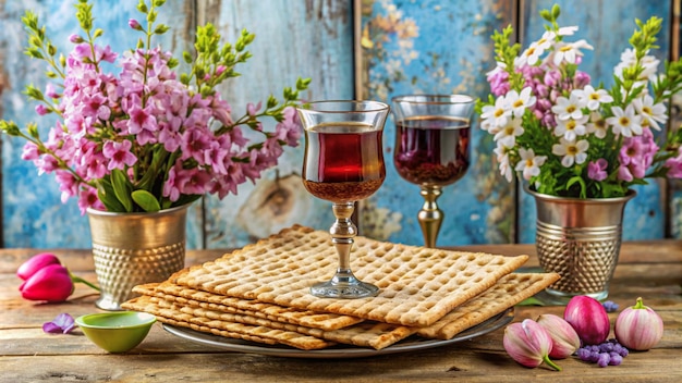 Photo a tray of crackers and a glass of wine are on a table
