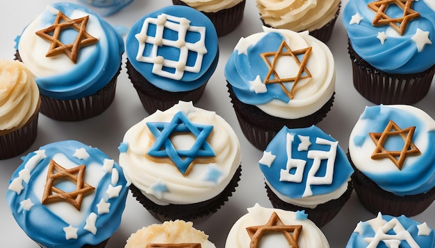 a tray of cupcakes with the star and the star on it