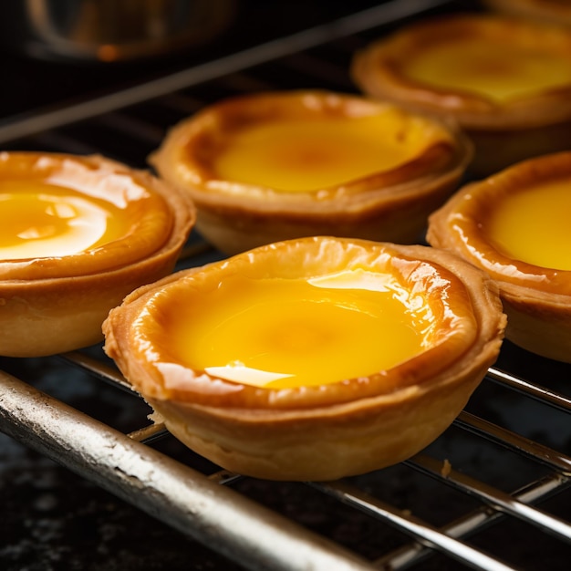 A tray of custard tarts