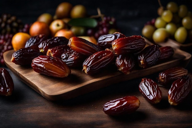 Photo a tray of dates with a bunch of dates on it