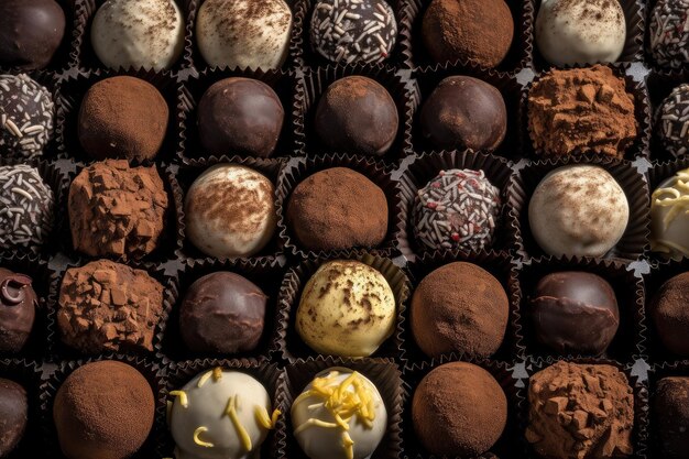 Tray of decadent truffles with variety of flavors and textures