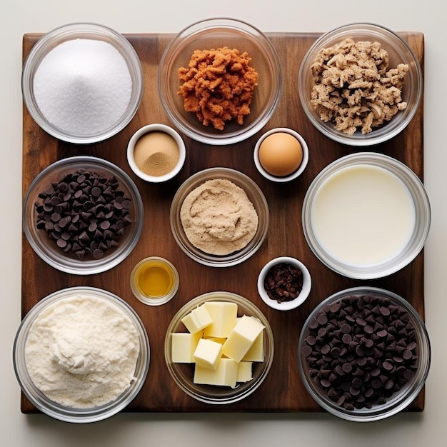 a tray of different ingredients including one that has the ingredients on it.