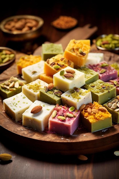 a tray of different kinds of soaps