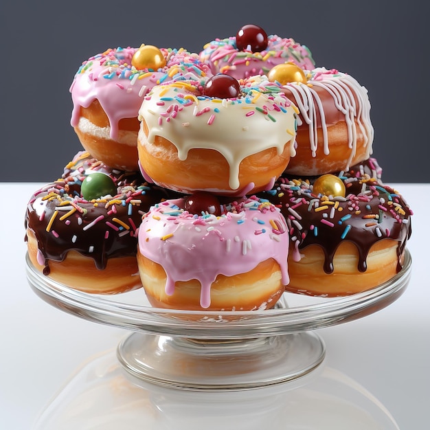 a tray of donuts with different flavors on it