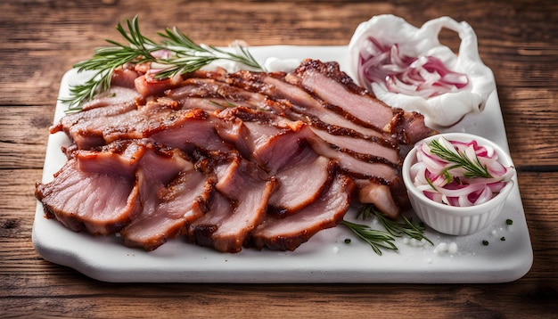 Photo a tray of food including ham condiments and condiments