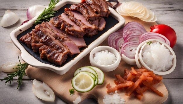 Photo a tray of food including a tray of food including a tray of food