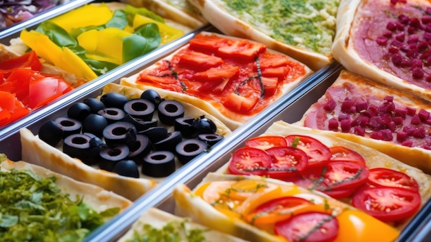 A tray of food with different toppings