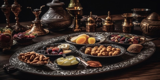 A tray of food with a tray of food on it