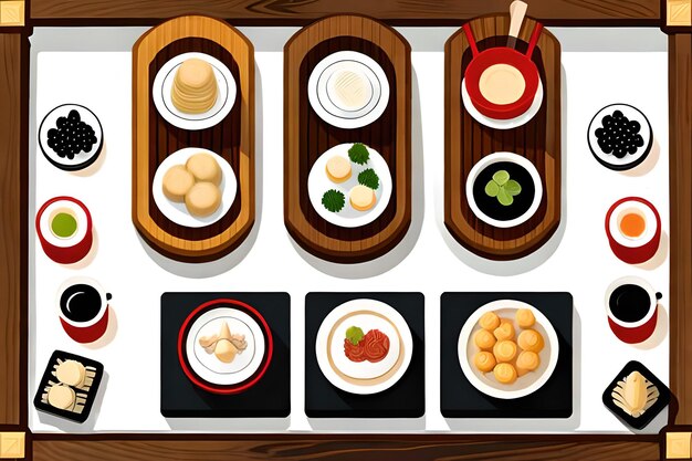 A tray of food with a variety of food on it.