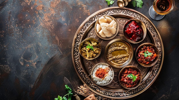 a tray of food with a variety of ingredients including a banana and a few other ingredients