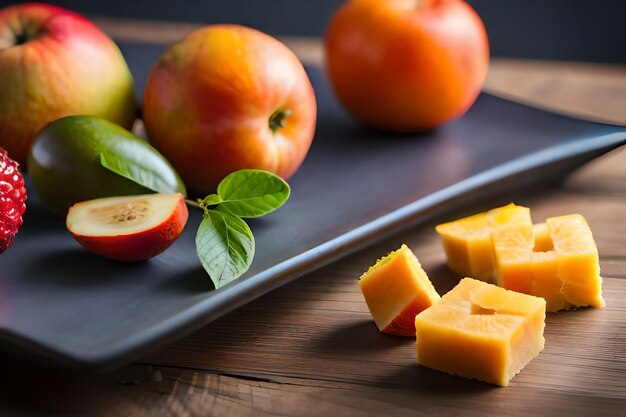 a tray of fruit that says " melon " on it.