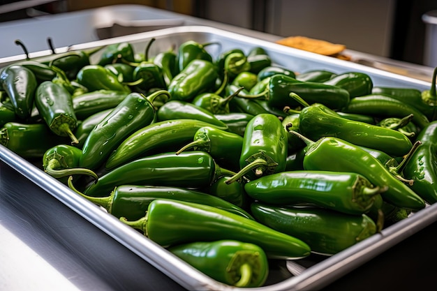 A tray of jalapeno peppers ready for the grill and served with cornbread created with generative ai