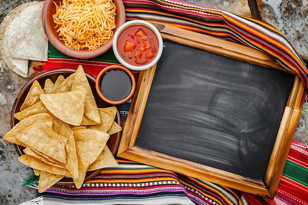 a tray of nachos chips chips and salsa