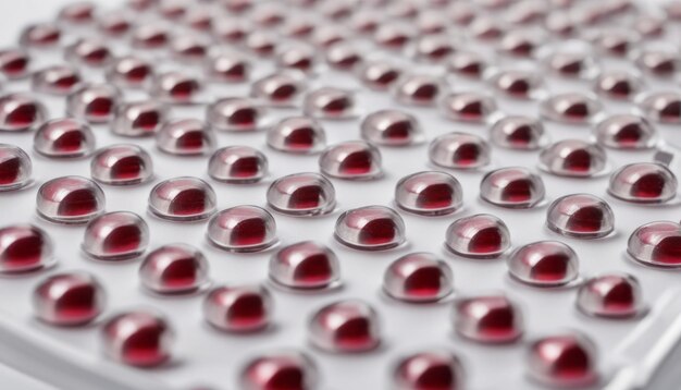 A tray of red and white marbles