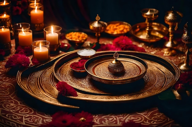 A tray with candles and a tray with the words " calla " on it.