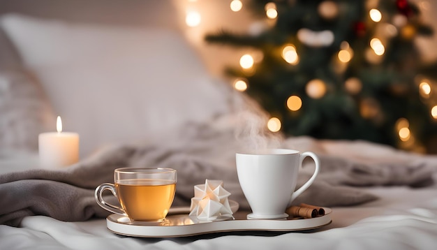 a tray with tea and a cup of tea and a cup of tea