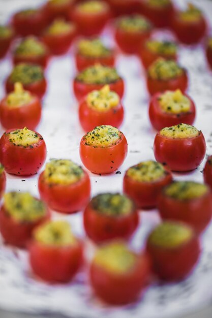 Tray with tomato snacks