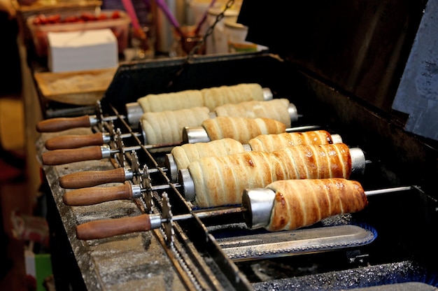 Photo trdelnik are a typical spit cake of central europe and of the prague city