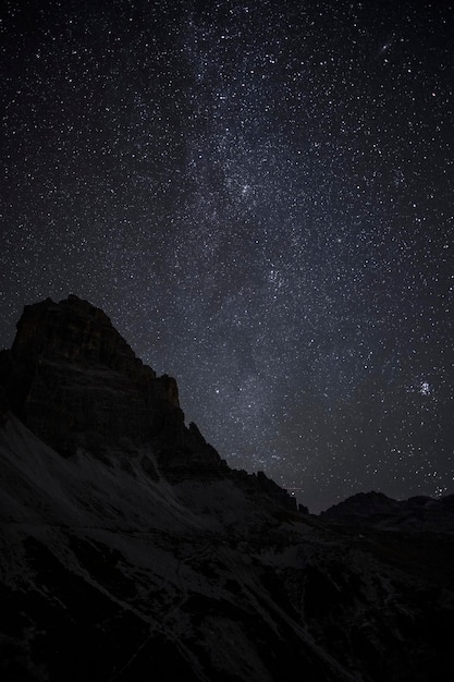 Tre Cime di Lavaredo at night in the Dolomites, Italy