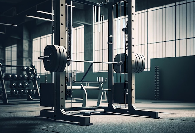 Treadmill in modern gym Toned image 3D Rendering generative ai