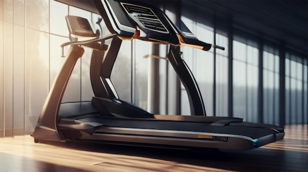 Treadmill in modern gym Toned image 3D Rendering